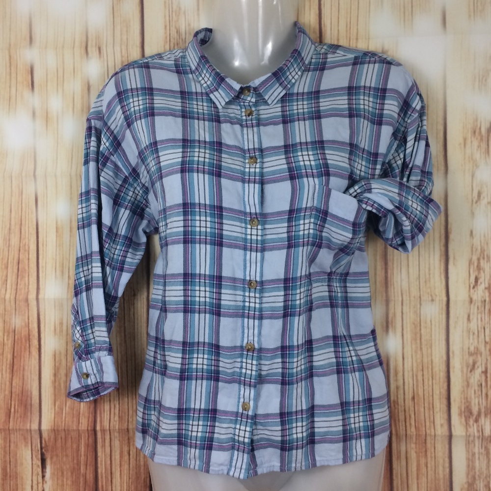 American Eagle Blue & Purple Window Pane Flannel